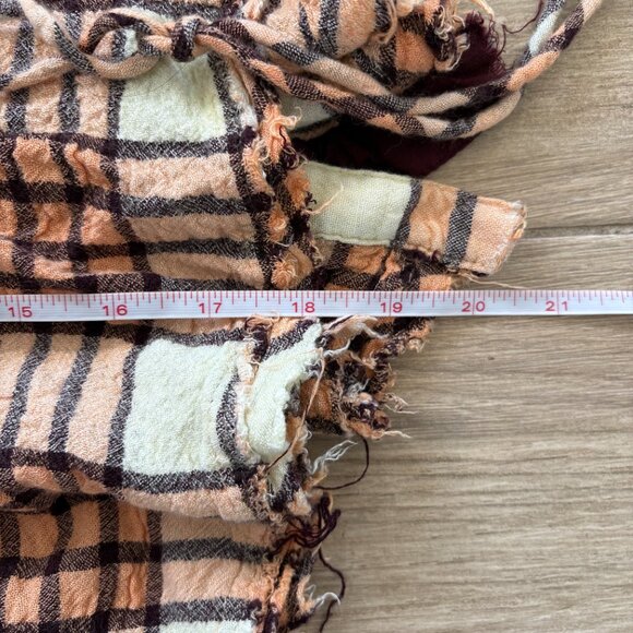 We The Free Pacific Dawn Button Down Shirt Women's Medium Peach Plaid Cottage - Picture 8 of 9